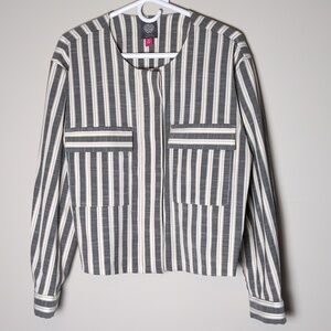 NWT Vince Camuto Women's Lightweight Striped Cropped Blazer Size M Coastal Cool